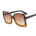 Oversized Square Sunglasses with Mirror Lenses UV400 - Black Leopard