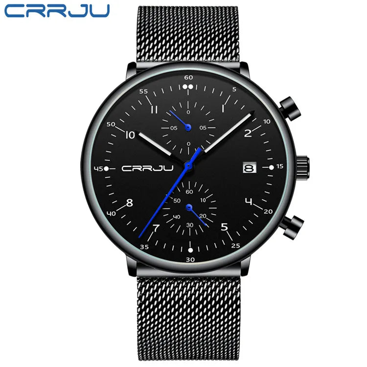 Sleek Chronograph Timepiece With Mesh Band Heritage