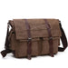 Messenger Bag with Flap Front Pocket Buckled Straps - Coffee Big
