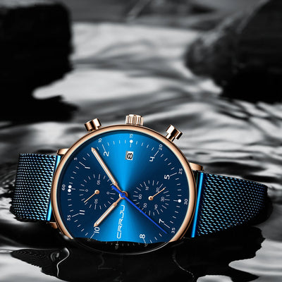 Sleek Chronograph Timepiece With Mesh Band Heritage
