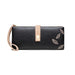 Leaf Print Zip Wallet with Strap for Women Elegant - Black