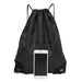 Foldable Waterproof Gym Bag with Drawstring Closure - Black