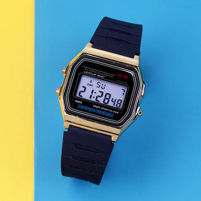 Digital Watch with Rubber Strap LED Display Chronograph