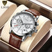 Chrono Cavalier Strap Wristwatch Premium With Subdials - Silver White