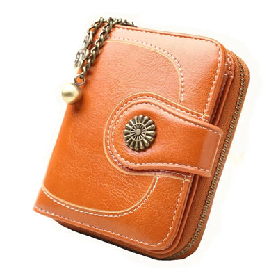 Vintage Wallet with Floral Strap Zipper Coin Pocket