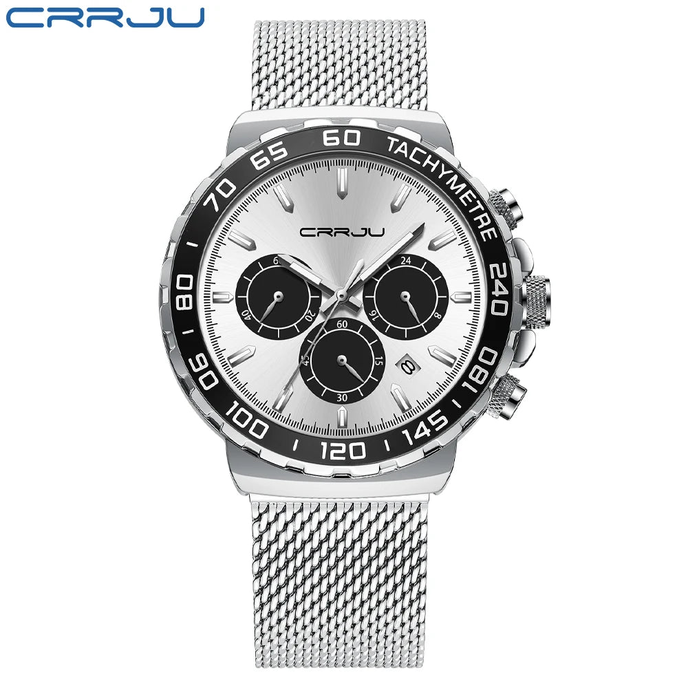 Tachymeter Chronograph Mesh Strap Watch For Daily Wear