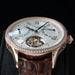 Tourbillon Wrist Watch Crocodile Leather Automatic - Roseglod Stone