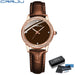 Halo Crystal Bezel Timepiece with Diamond Markers Luxe - Brown
