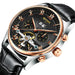 Tourbillon Skeleton Watch Roman Numerals Calendar - Rose Gold Black