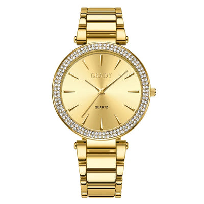 Bezel Encrusted Quartz Watch With Rhinestones
