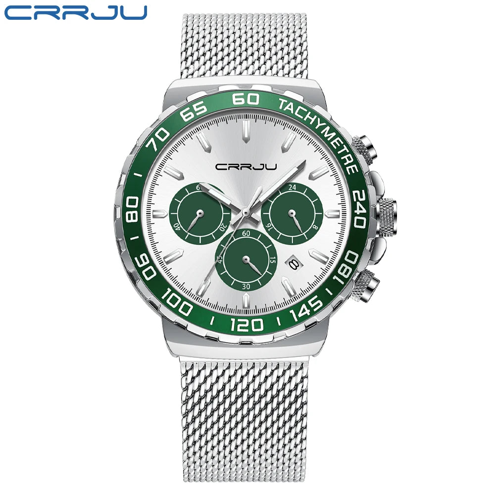 Tachymeter Chronograph Mesh Strap Watch For Daily Wear