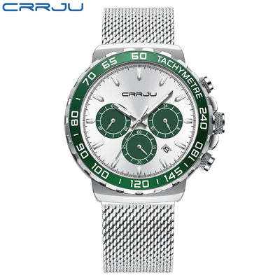 Tachymeter Chronograph Mesh Strap Watch For Daily Wear