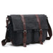 Messenger Bag with Flap Front Pocket Buckled Straps - Black Big