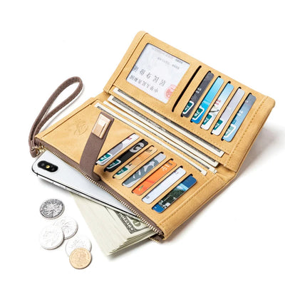 Leaf Print Zip Wallet with Strap for Women Elegant