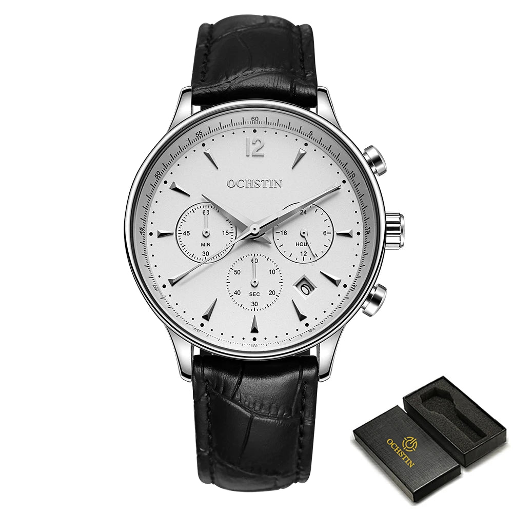 Men’s Fashion Quartz Watch – Waterproof Leather Design