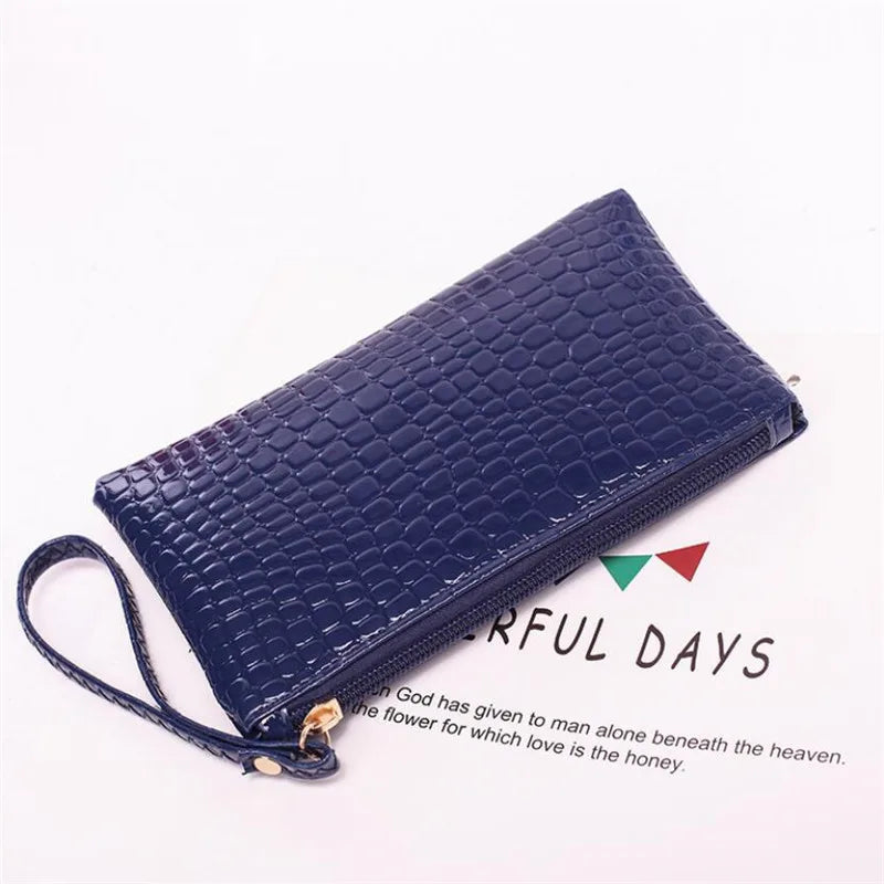 Crocodile PU Leather Wristlet Wallet Coin Purse