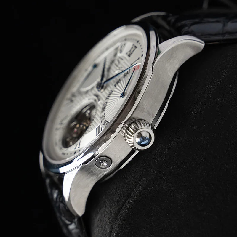 Tourbillon Wrist Watch Crocodile Leather Automatic