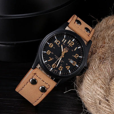 Sport Quartz Wristwatch Military Style Large Numerals