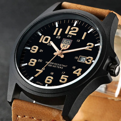 Sport Quartz Wristwatch Military Style Large Numerals