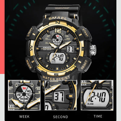 Rugged Dual Display Sports Watch with World Time