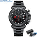 Bold Chronograph Wristwatch With Large Dial And Date - Black Silver
