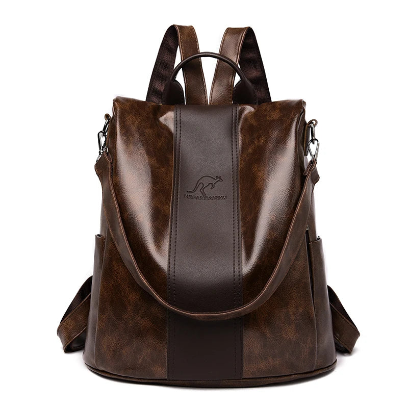 Anti Theft Backpack for Women with Internal Pocket - Brown
