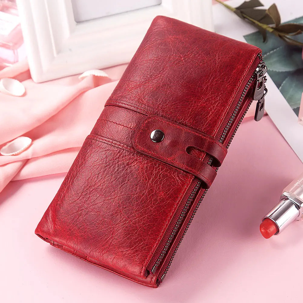 Long Zip Wallet with Card Slots And Coin Pocket
