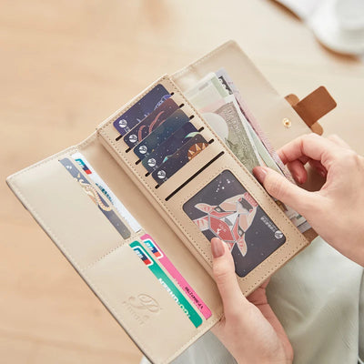 Wallet with Floral Pattern Card Holder and Strap