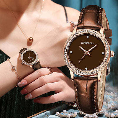 Halo Crystal Bezel Timepiece with Diamond Markers Luxe