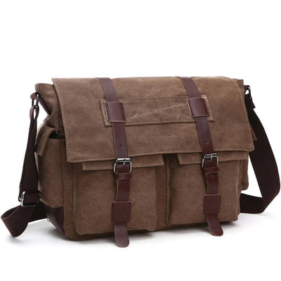 Messenger Bag for Men with Front Flap Buckles