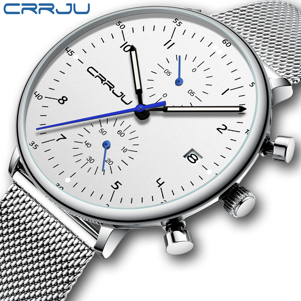 Sleek Chronograph Timepiece With Mesh Band Heritage