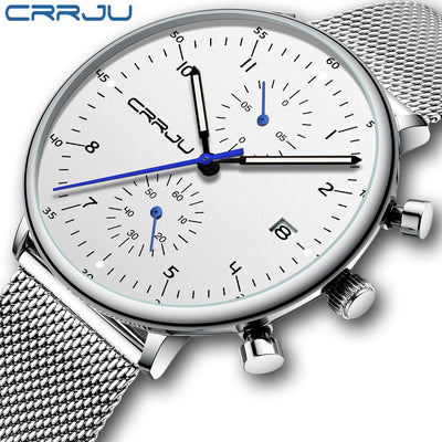 Sleek Chronograph Timepiece With Mesh Band Heritage