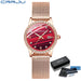 Radiant Mesh Watch with Crystal Bezel and Date Edition - Rose Red