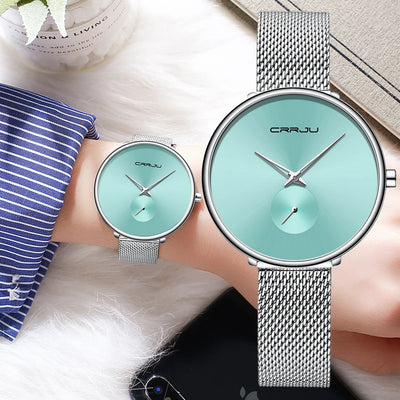 Minimalist Mesh Dial Watch With Subdial For Everyday