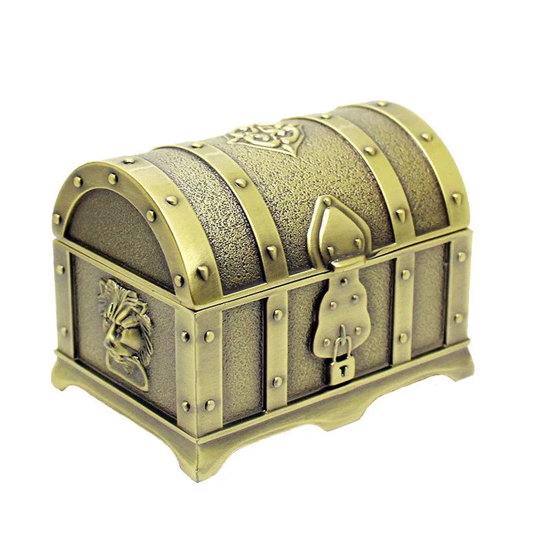 Vintage Metal Treasure Chest Jewelry Box Lock - Bronze