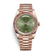 Men's Day Date Wristwatch with Stainless Bracelet - Rosegold Green