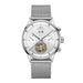 Mens Automatic Wristwatch Open Heart Elegant Classic - Steel White