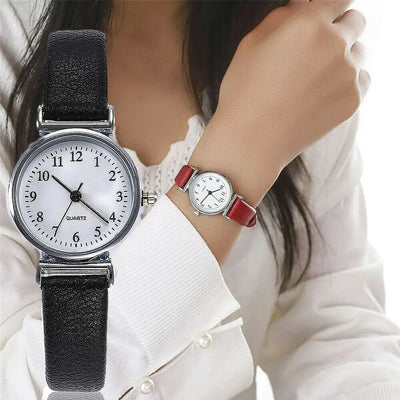 Women Round Analog Quartz Leather Band Watch Gift