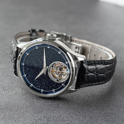 Tourbillon Mechanical Watch with Starry Dial Effect