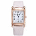 Square Quartz Watch for Women Leather Strap Classic - White