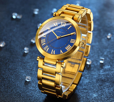 Watch With Roman Dial and Elegant Link Bracelet Design - WO2MEN