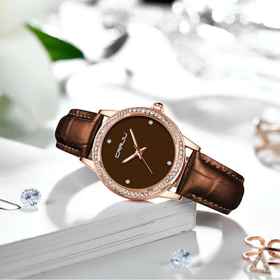Halo Crystal Bezel Timepiece with Diamond Markers Luxe