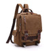 Small Canvas Backpack with Laptop Compartment - Coffee