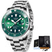 Diver Style Quartz Wristwatch with Date Display - Silver Green