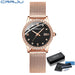 Radiant Mesh Watch with Crystal Bezel and Date Edition - Rose Black