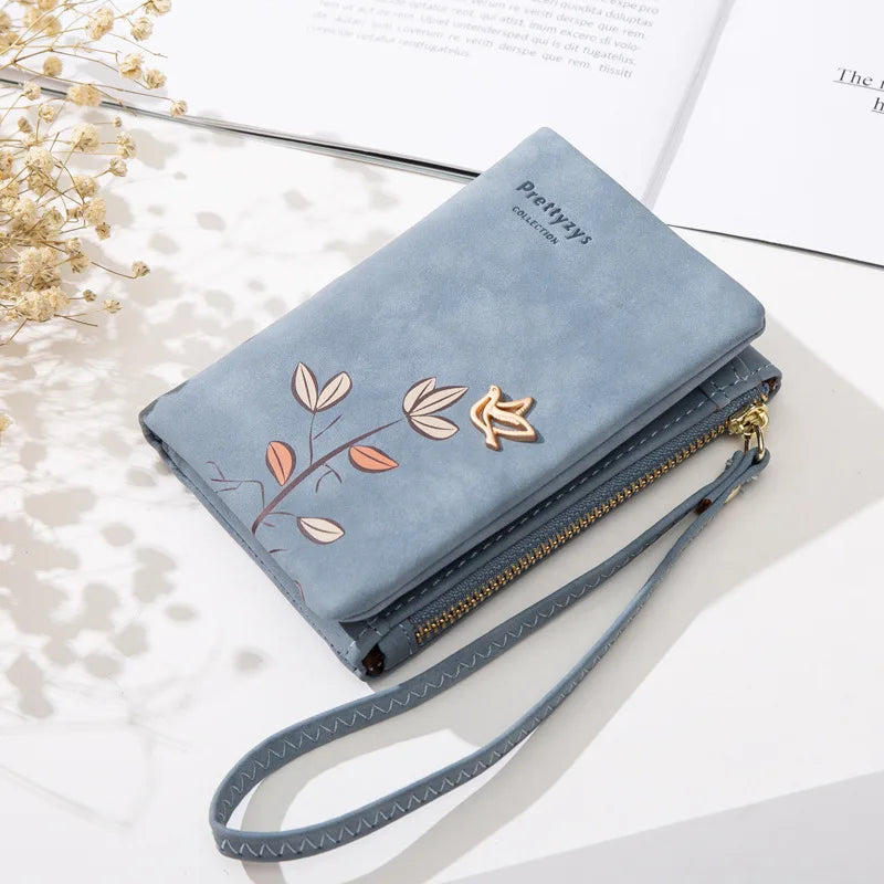 Wallet With Bird Tree Pattern Floral Zipper Clutch - WO2MEN