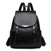 Backpack Soft PU Leather Double Zipper Large Capacity - Black