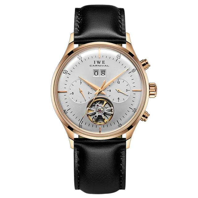 Open Heart Tourbillon Watch with Leather Strap