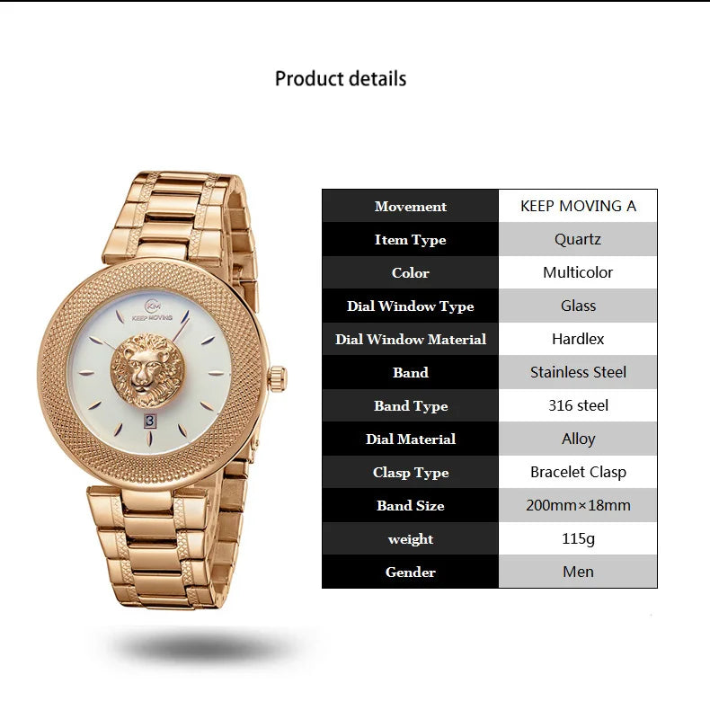 Watch Featuring Lion Motif And Calendar Display