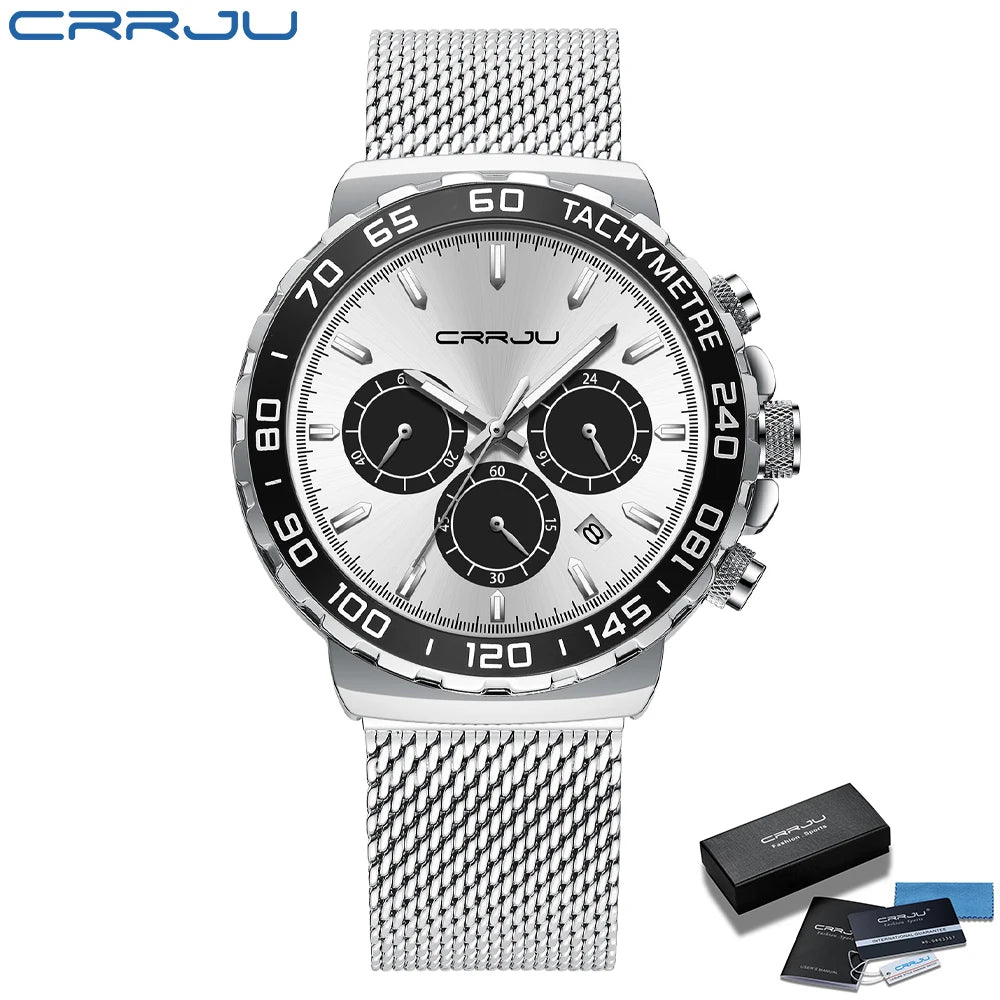 Tachymeter Chronograph Mesh Strap Watch For Daily Wear